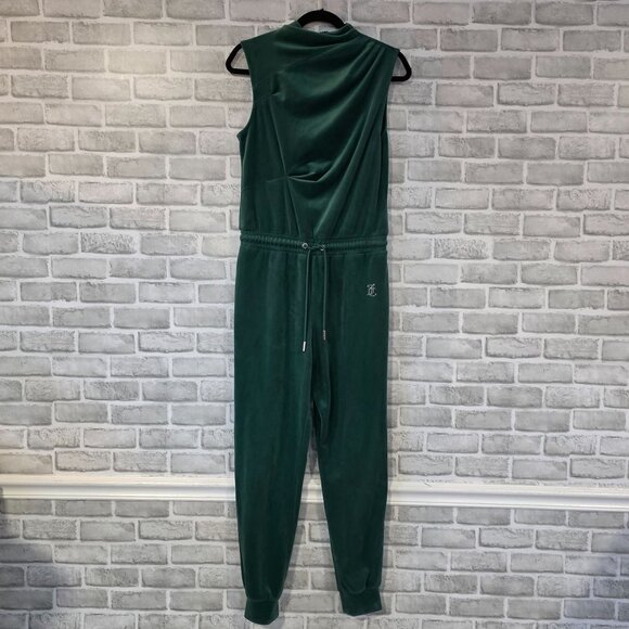 JUICY COUTURE Sleeveless Velour Jumpsuit Jade Green Small Casual Loungewear - Picture 1 of 10
